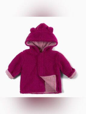 Magnificent Baby Minky Fleece Magnetic Hooded Jacket 6-12M Pink Bear Ears